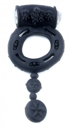 Ерекційне вібро кільце BOSS Vibrating Cock Ring with balls Black, BS6700044