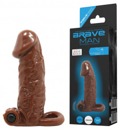 Насадка - презерватив з вібрацією Brave Man, BI-016011 (коричнева)
