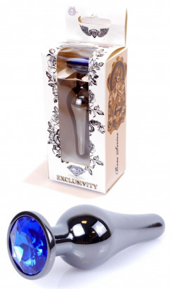 Анальна пробка Boss Series - Jewellery Dark Silver BUTT PLUG Blue, BS6400059