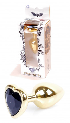 Анальна пробка Boss Series - Jewellery Gold Heart PLUG Black S, BS6400038