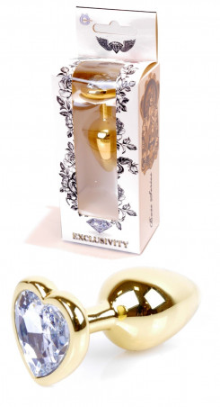 Анальна пробка Boss Series - Jewellery Gold Heart PLUG Clear S, BS6400039