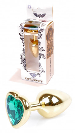 Анальна пробка Boss Series - Jewellery Gold Heart PLUG Green S, BS6400042