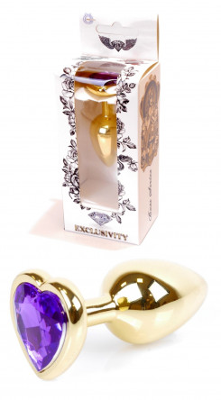 Анальна пробка Boss Series - Jewellery Gold Heart PLUG Purple S, BS6400043