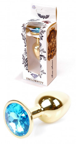 Анальна пробка Boss Series - Jewellery Gold PLUG Light Blue S, BS6400022
