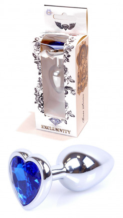 Анальна пробка Boss Series - Jewellery Silver Heart PLUG Dark Blue S, BS6400050