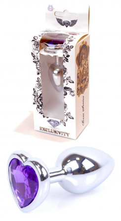 Анальна пробка Boss Series - Jewellery Silver Heart PLUG Purple S, BS6400052