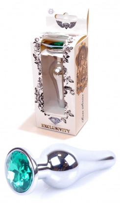 Анальна пробка Boss Series - Jewellery Silver BUTT PLUG Green, BS6400078
