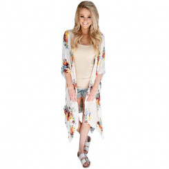 кимоно Ivory Floral Side Slit Boho Kimono