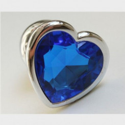 Анальна пробка серця, з синім камінчиком, розмір М