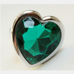 Анальна пробка серця, із зеленим камінчиком, розмір М