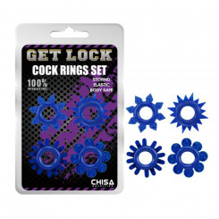 Набір синіх ерекційних кілець різної форми Cock Rings Set