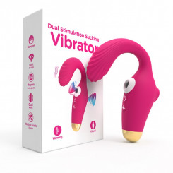 Рожевий вібростимулятор Dual Stimulation Sucking Vibrator