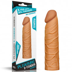 Супер реалістична коричнева насадка, що подовжує, на пеніс Pleasure X Tender Penis Sleeve