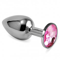 Гладка анальна пробка із рожевим каменем Silver Rosebud Classic Metal Plug Small