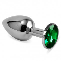Гладка анальна пробка із зеленим каменем Silver Rosebud Classic Metal Plug Small