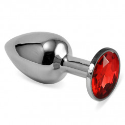Гладка анальна пробка із червоним каменем Silver Rosebud Classic Metal Plug Small
