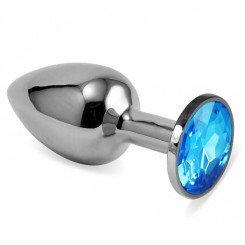 Гладка анальна пробка із блакитним каменем Silver Rosebud Classic Metal Plug Small
