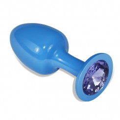 Синя анальна пробка із синім каменем у подарунковій упаковці Rosebud Blue
