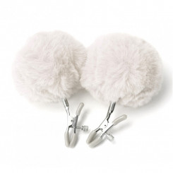 Зажимы с мехом для сосков или половых губ Nipple White Fur