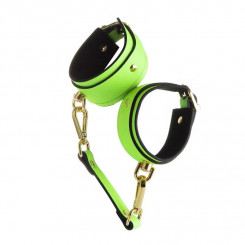 Наручники для бдсм игр Glow in the Dark Leather Hands Cuffs Green