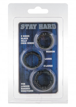 Набір із 3 шт ерекційних кілець STAY HARD - Three Rings BLACK, 35500-BLACK