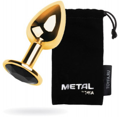 Анальний страз Metal By Toyfa, метал, золотистий, із кристалом кольору турмалін, 7 см, ø 2,8 см, 50 г