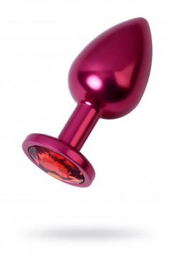 Анальний страз Metal By Toyfa, метал, червоний, із кристалом кольору рубін 8,2 см, ø3,4 см, 85 г.