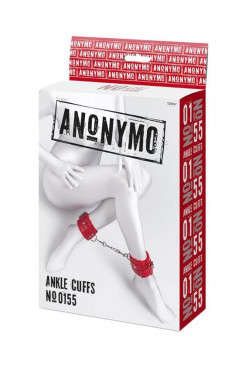 Наручники - Anonymo handcuffs, PU leather, red, 27 cm