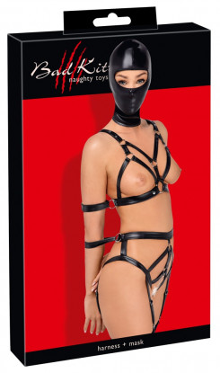 Боді з маскою - 2480492 Bad Kitty Strap+Mask Set, black