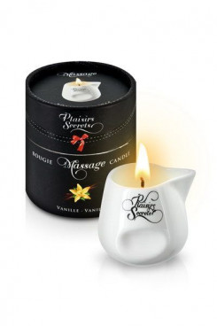 Масажна свічка Plaisirs Secrets Vanilla (80 мл) подарункова упаковка, керамічна посудина