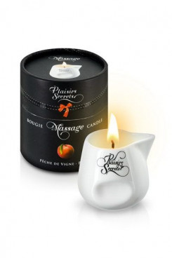 Масажна свічка Plaisirs Secrets Peach (80 мл) подарункова упаковка, керамічна посудина