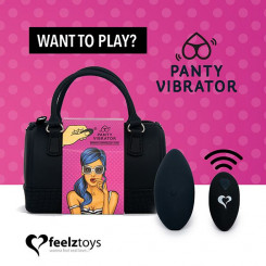 Вібратор в трусики FeelzToys Panty Vibrator Black з пультом ДУ, 6 режимів роботи, сумочка-чохол