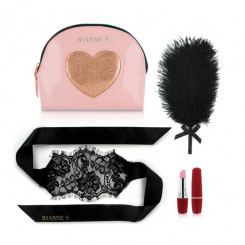 Романтичний набір аксесуарів Rianne S: Kit d'Amour: віброкуля, пір'їнка, маска, чохол-косметичка Pink/Gold
