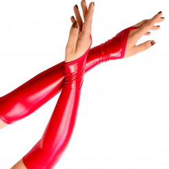 Вінілові міттинки Art of Sex - Lora довгі, розмір M, колір червоний