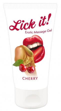 Веганський масажний гель на водній основі з ароматом та смаком вишні - Lick-it Cherry, 50 мл