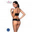 Комплект з еко-шкіри: бра та трусики з імітацією шнурівки Nancy Bikini black S/M - Passion - [Фото 1]