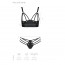 Комплект з еко-шкіри Passion Malwia Bikini black L/XL: з люверсами та ремінцями, бра та трусики - [Фото 3]