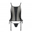 Сітчастий корсет із еко-шкіри Passion Malwia Corset black XXL/XXXL: з люверсами та знімними пажами - [Фото 3]