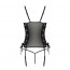 Сітчастий корсет із еко-шкіри Passion Malwia Corset black XXL/XXXL: з люверсами та знімними пажами - [Фото 4]