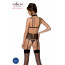 Корсет с открытой грудью Passion DOMINICA CORSET L/XL black, пажи для чулок, стринги - [Фото 2]